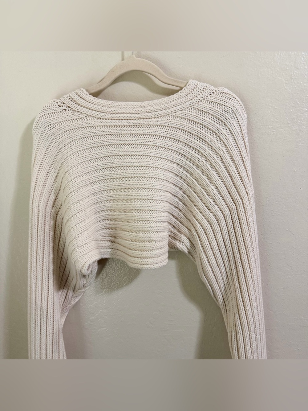 A.L.C. Ivory Ribbed Knit Cropped Bolero Shrug Sweater Size Small Excellent - Picture 9 of 10